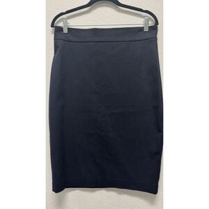 Avenue Montaigne Womens Elastic‎ Waistband Knee Length Pencil Skirt Navy Blue 4